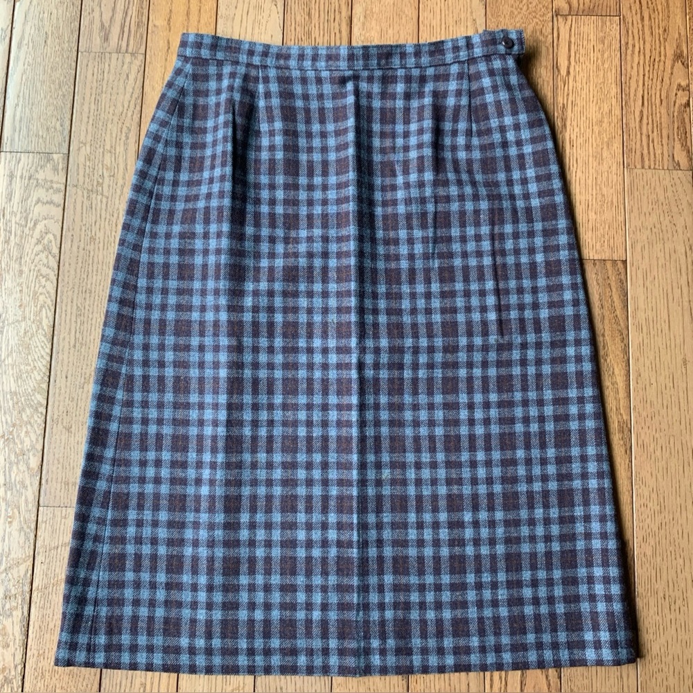 Pendelton | Vintage | Wool Purple & Navy Plaid Straight Skirt 14 Lined USA EUC